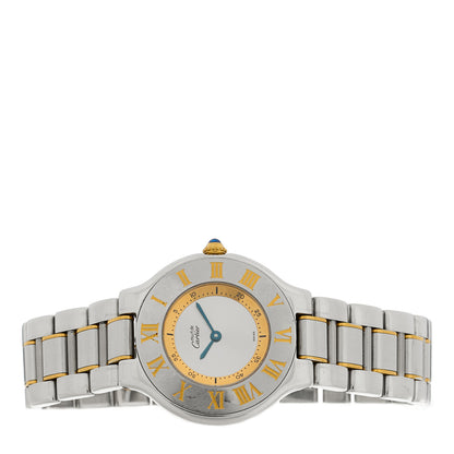 Cartier Stainless Steel 18K Yellow Gold 31mm Must De 21 Quartz Watch 2 of 4