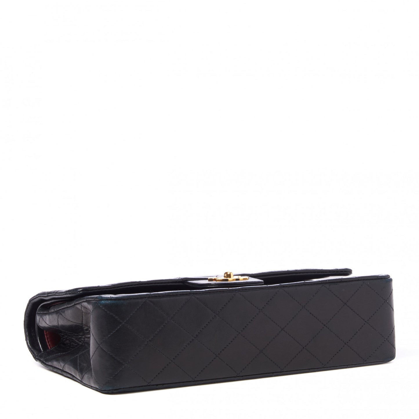 Lambskin Quilted Medium Double Flap Black