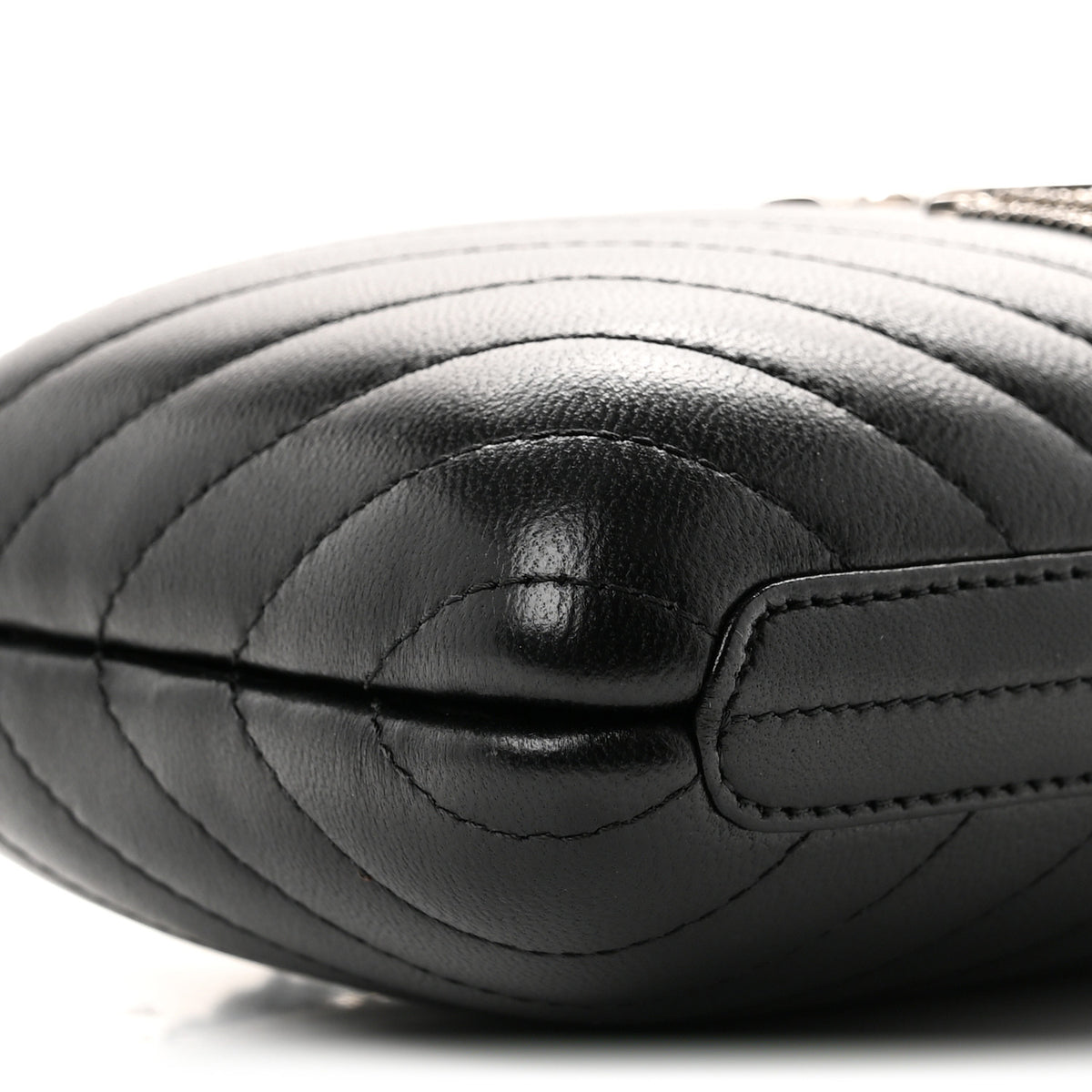 Chanel Lambskin Chevron Quilted CC Fringe Clutch Black 9 of 11