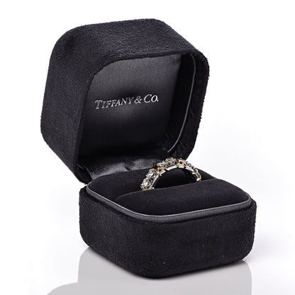 Tiffany Platinum 18K Yellow Gold Diamond Schlumberger Sixteen Stone Ring 55 7.25 7 of 7