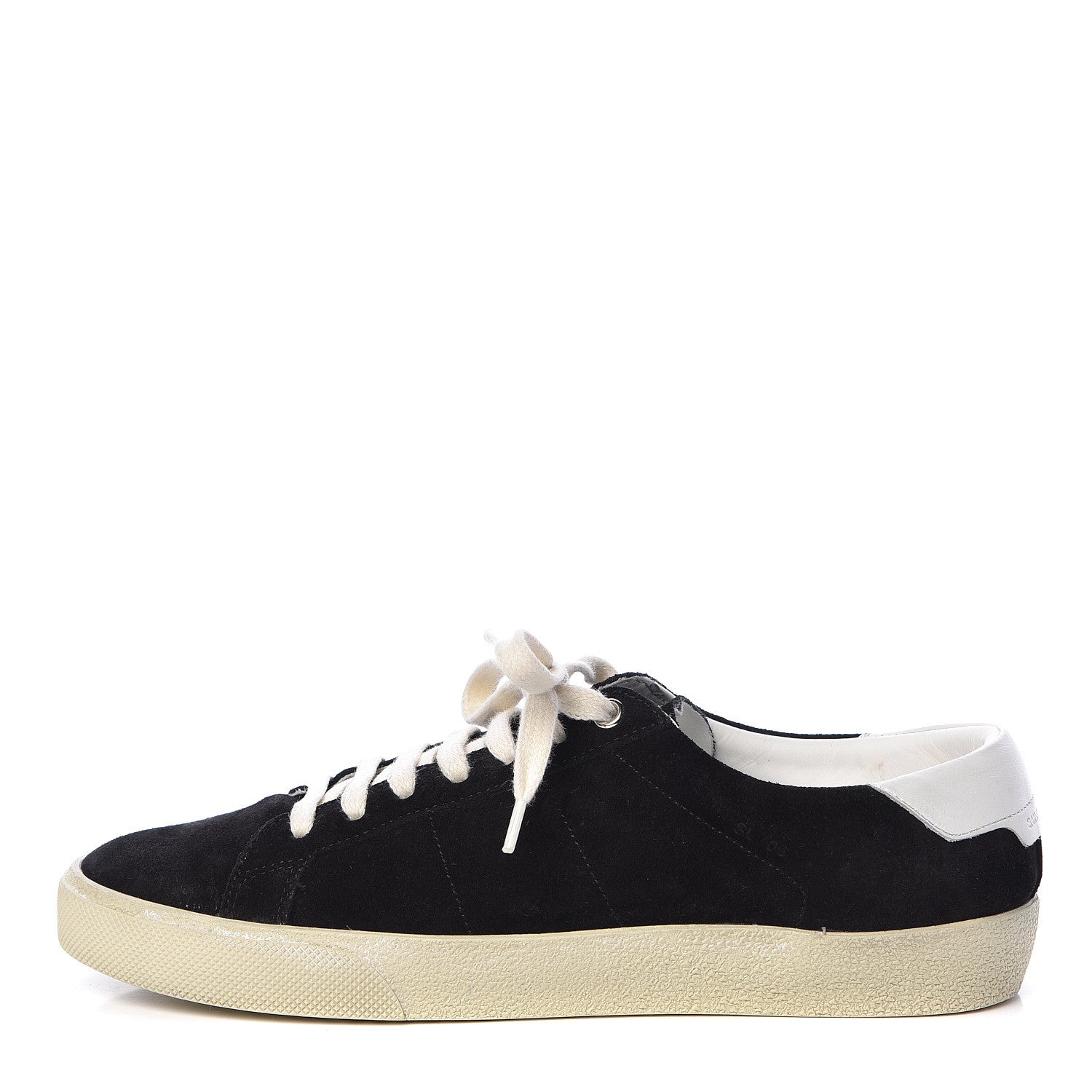 Saint Laurent Distressed Suede Womens Court Classic Sneakers 39 Black 1 of 13