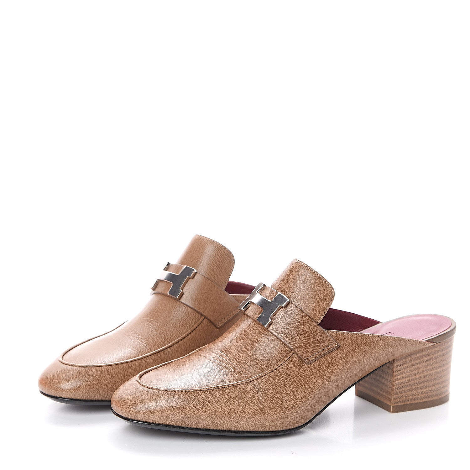 Hermes Goatskin Paradis Mules 37.5 Taupe 3 of 7