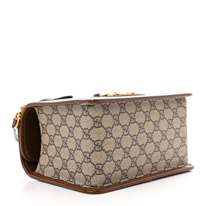 Gucci GG Supreme Monogram Azalea Calfskin Mini Horsebit 1955 Foldover Top Handle Bag Beige Ebony Brown Sugar 4 of 11