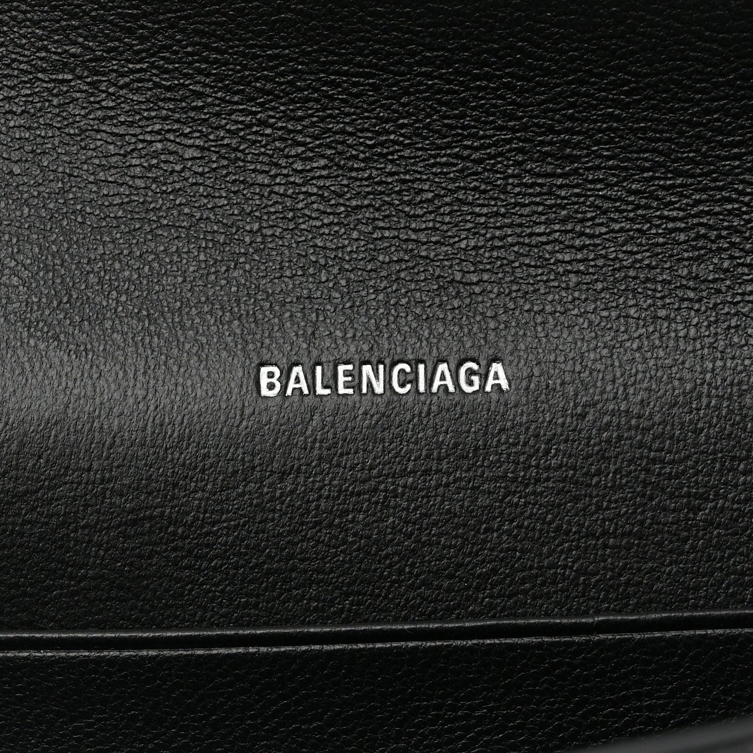 Balenciaga Grained Calfskin Logo Cash Phone Holder Wallet On Chain Black White 6 of 9