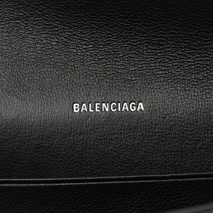 Balenciaga Grained Calfskin Logo Cash Phone Holder Wallet On Chain Black White 6 of 9