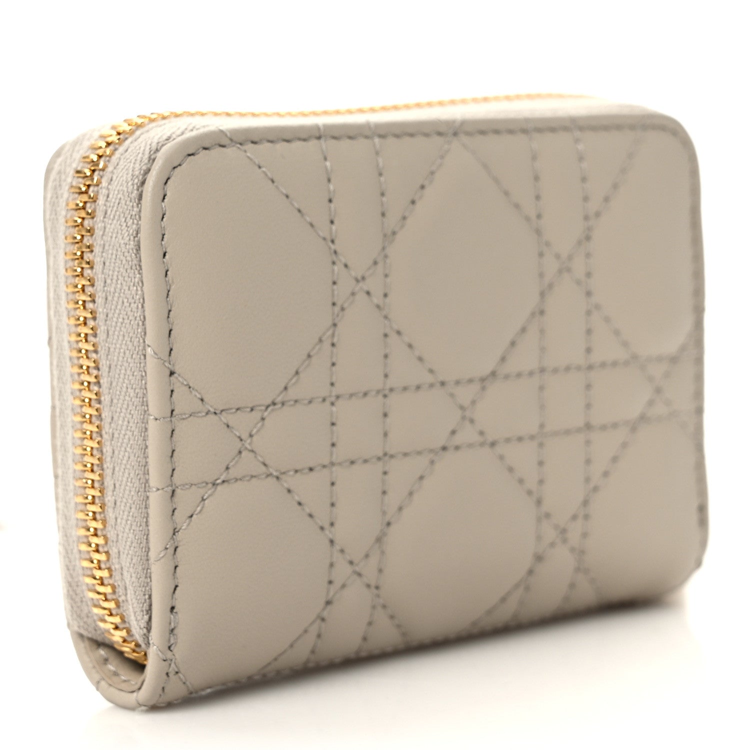 Christian Dior Lambskin Cannage Small Lady Dior Voyageur Coin Purse Beige 3 of 7