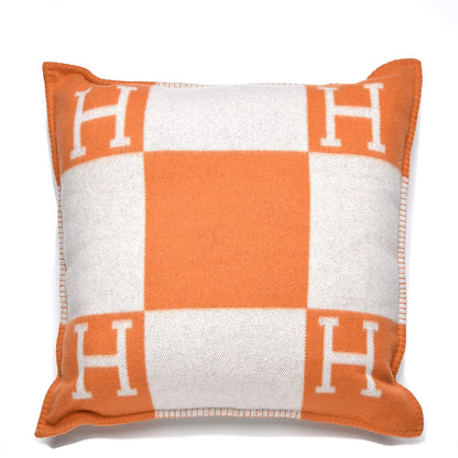 Hermes Wool Cashmere Avalon Pillow GM Ecru Potiron 1 of 6
