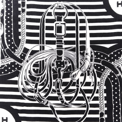 Hermes Cashmere Silk Coaching Bandana Scarf 55 Black Quetsche White 5 of 6