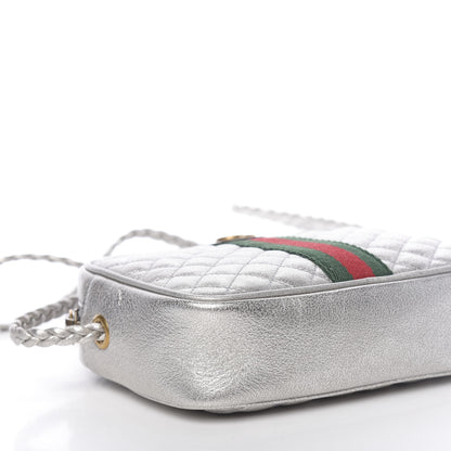 Gucci Laminated Nappa Web Trapuntata Mini GG Shoulder Bag Argento 8 of 11