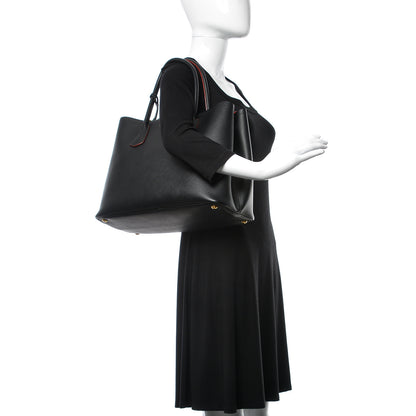 Prada Saffiano Cuir Large Double Bag Black Fuoco 3 of 16