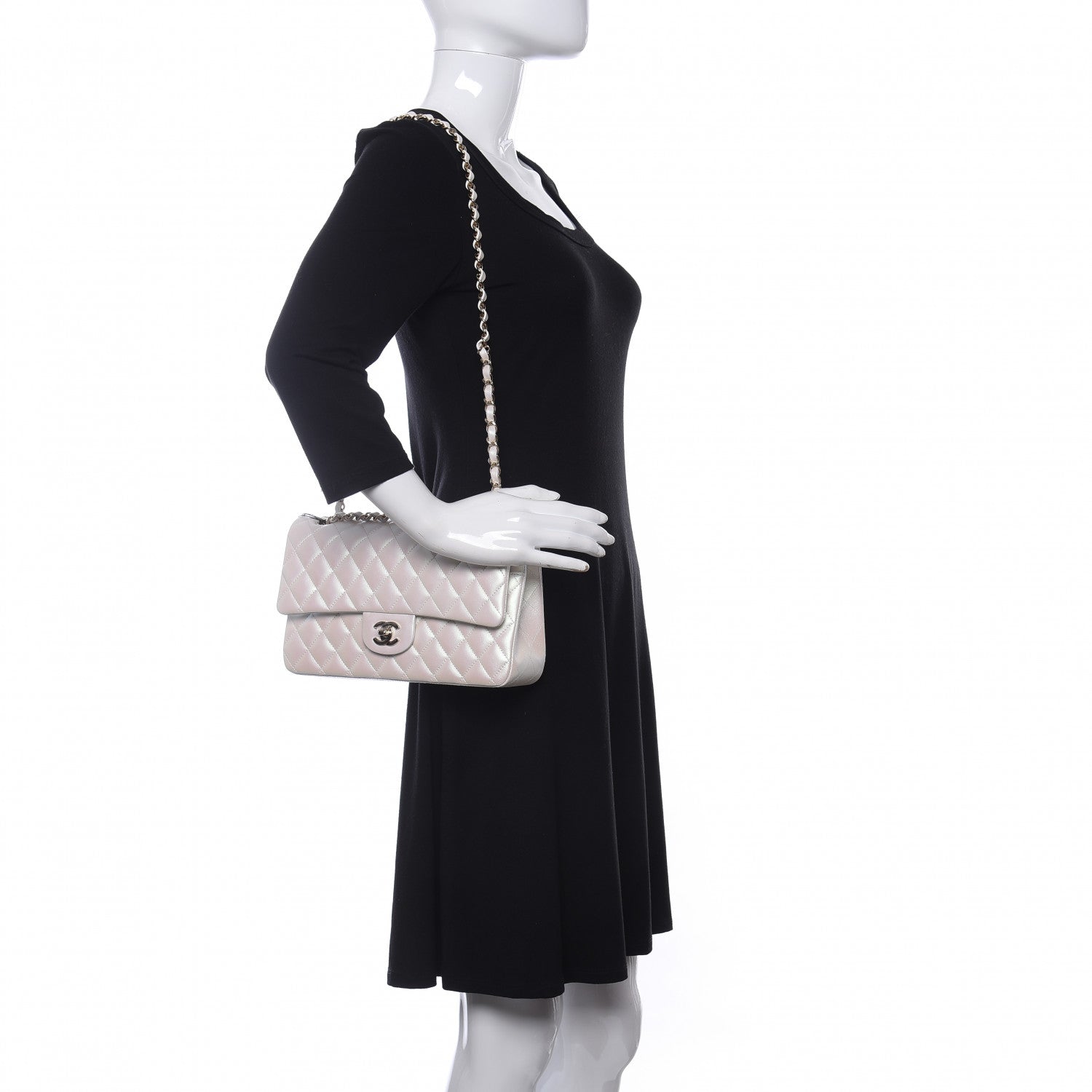 Chanel Iridescent Lambskin Quilted Medium Double Flap Ivory 2 of 11