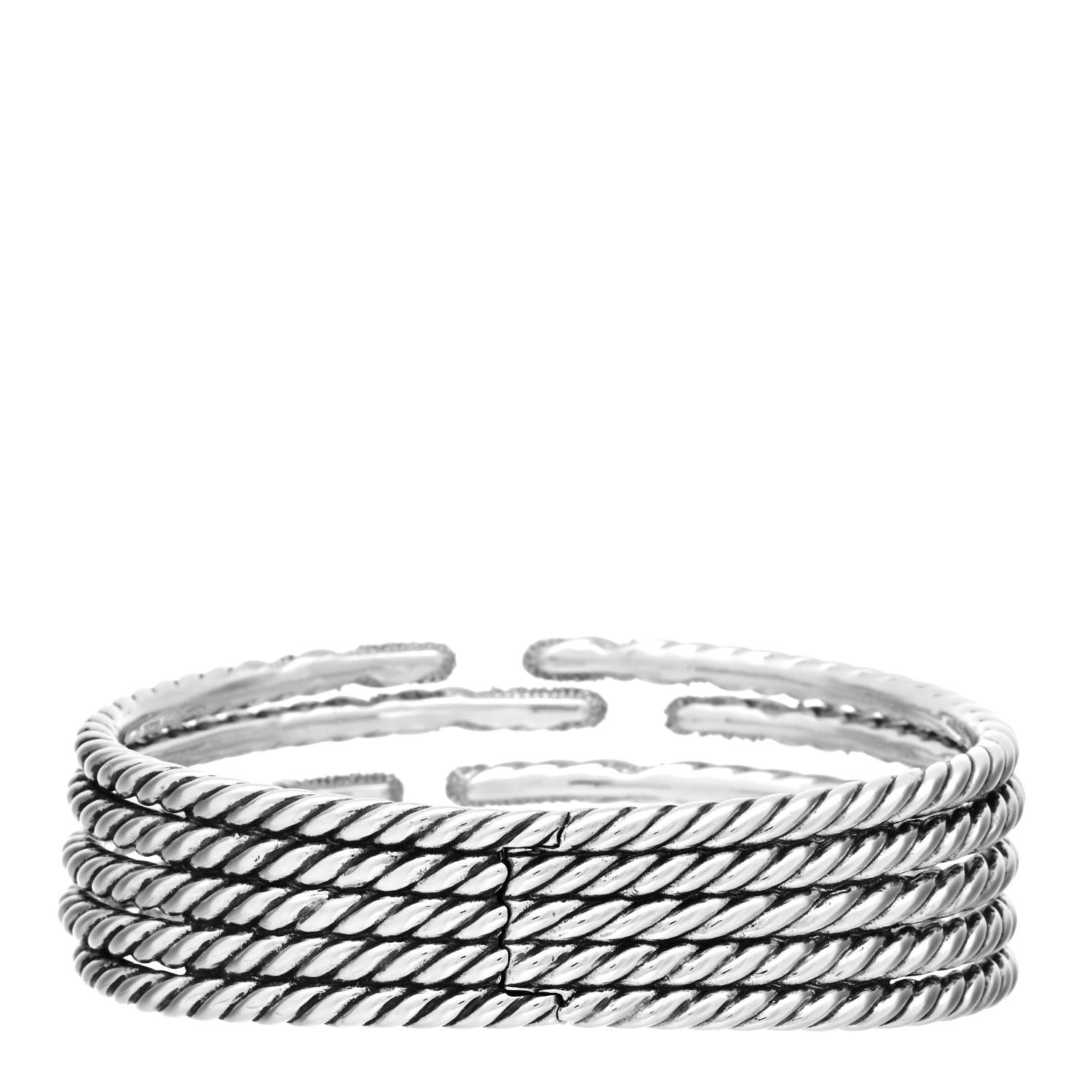 David Yurman Sterling Silver Diamond 5-Row Open Willow Bracelet 2 of 3