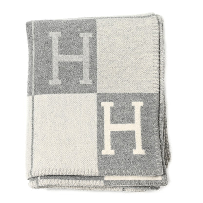 Hermes Wool Cashmere New Classic Avalon Blanket Ecru Gris 1 of 6