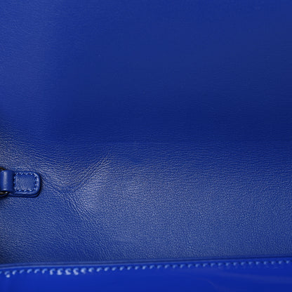 Chanel Patent Calfskin Quilted Plexiglass Boy Clutch With Removable Chain Blue 8 of 14