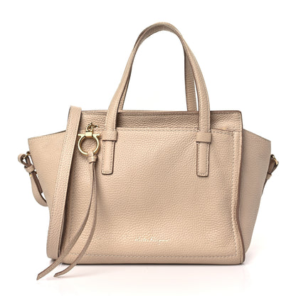 Salvatore Ferragamo Hammered Calfskin Double Handle Small Amy Tote Cumin 1 of 14