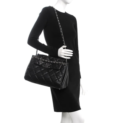 Chanel Calfskin Double Stitch Large Hamptons Flap Bag Black 3 of 11