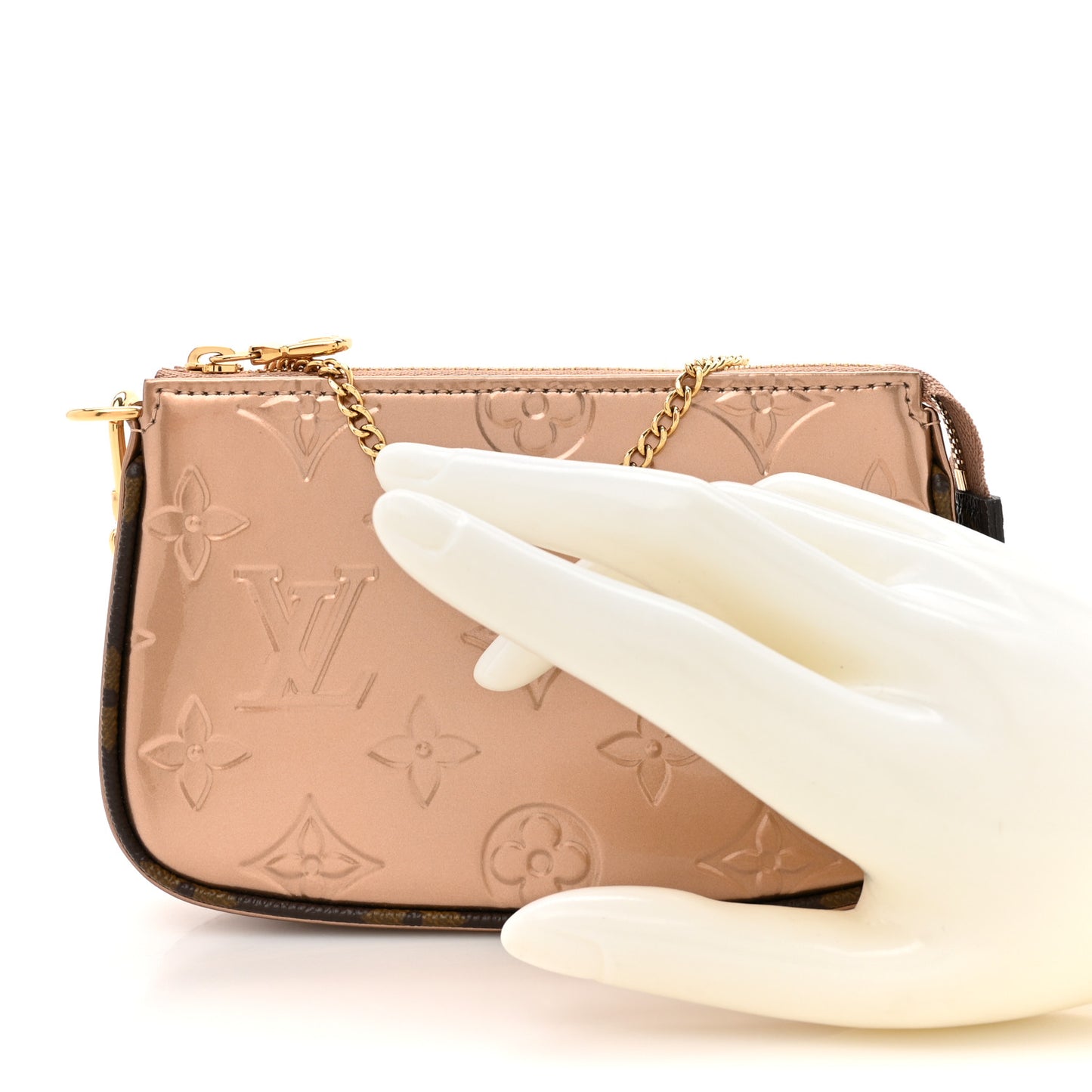 Metallic Vernis Mini Pochette Accessories Rose Gold