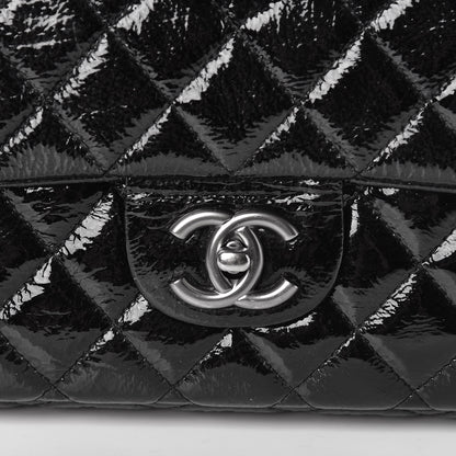 Chanel Distressed Patent Quilted East West Flap Black 12 of 12