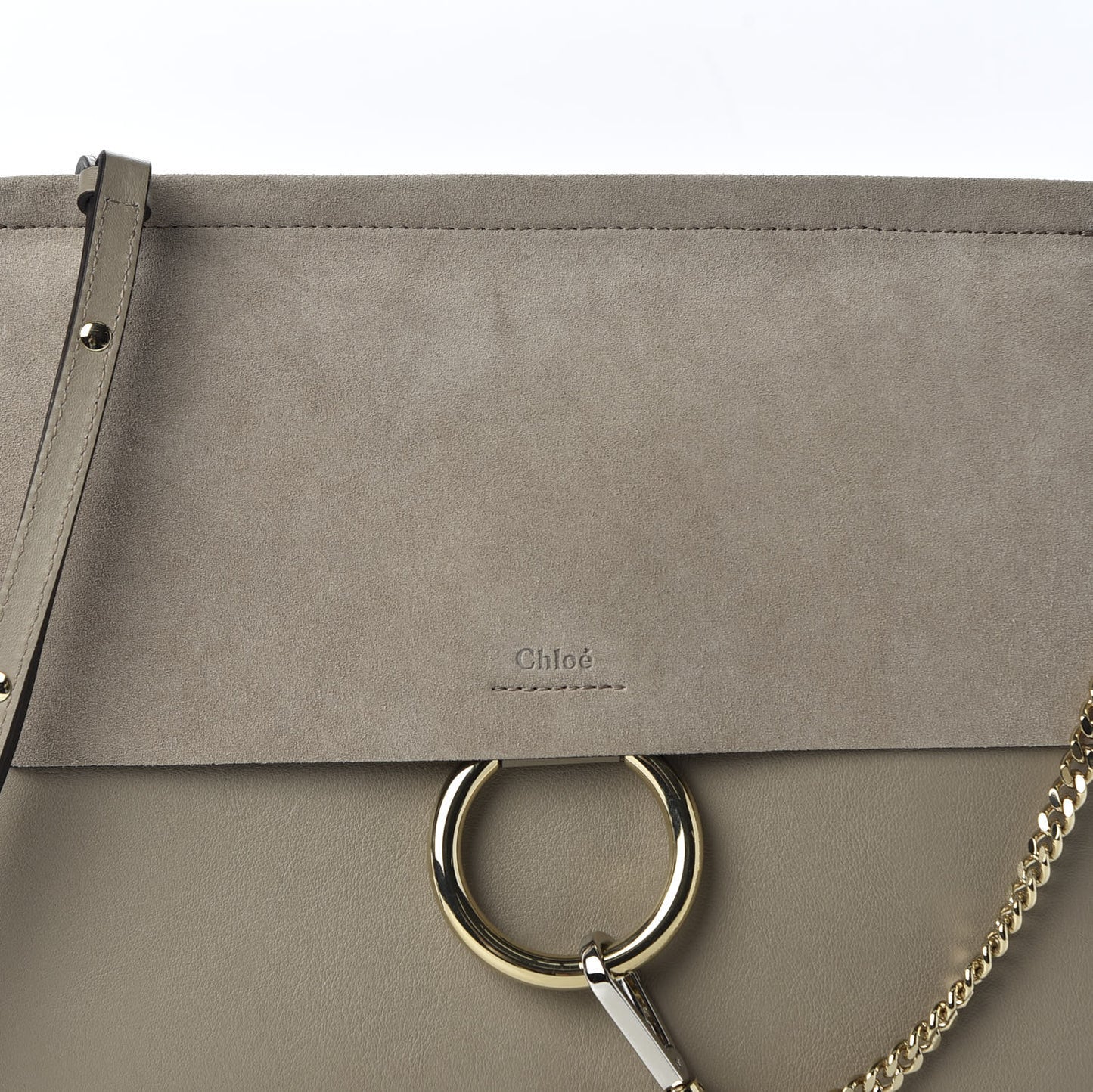 Calfskin Suede Medium Faye Shoulder Bag Motty Grey