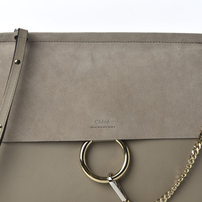 Chloe Calfskin Suede Medium Faye Shoulder Bag Motty Grey 8 of 8