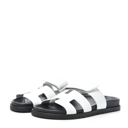 Hermes Calfskin Womens Chypre Sandals 37.5 White 3 of 7