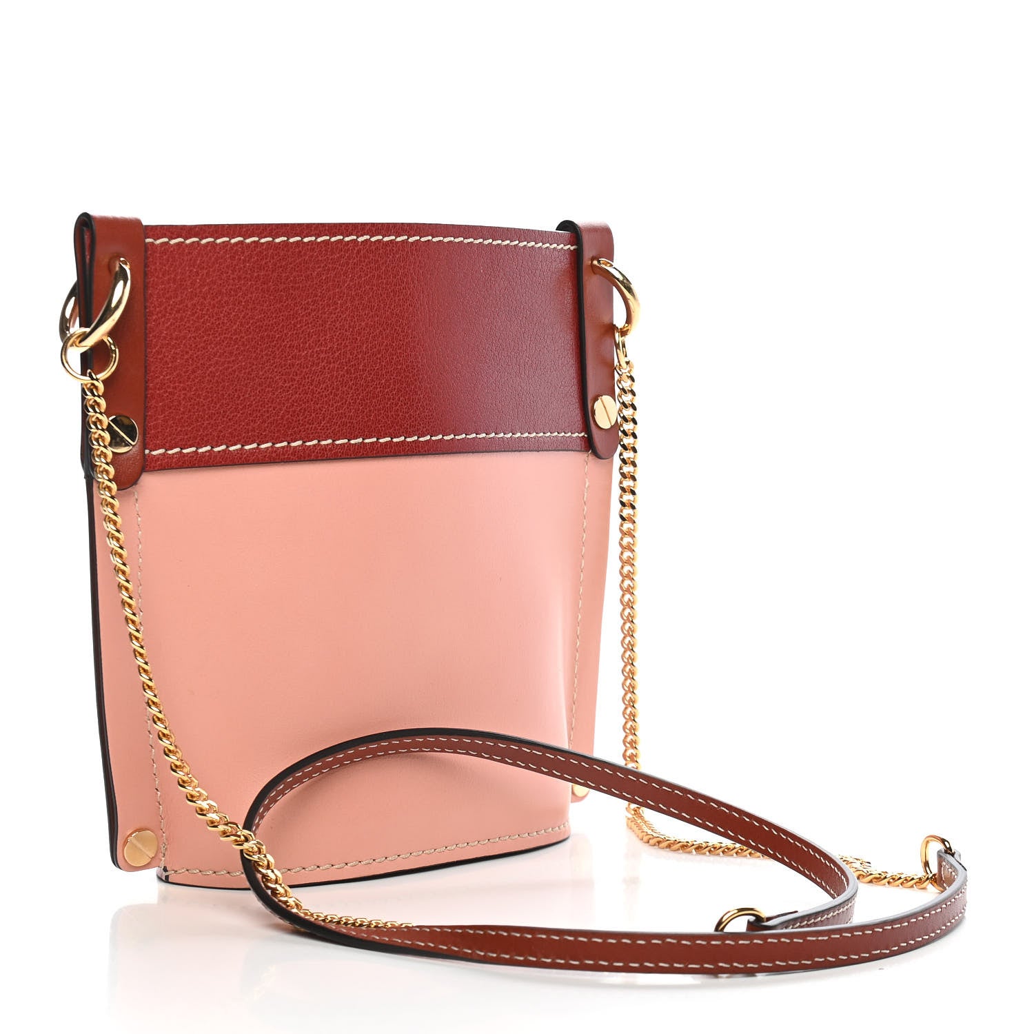 Chloe Shiny Calfskin Goatskin Mini Aby Bi-Color Bucket Fallow Pink 2 of 7