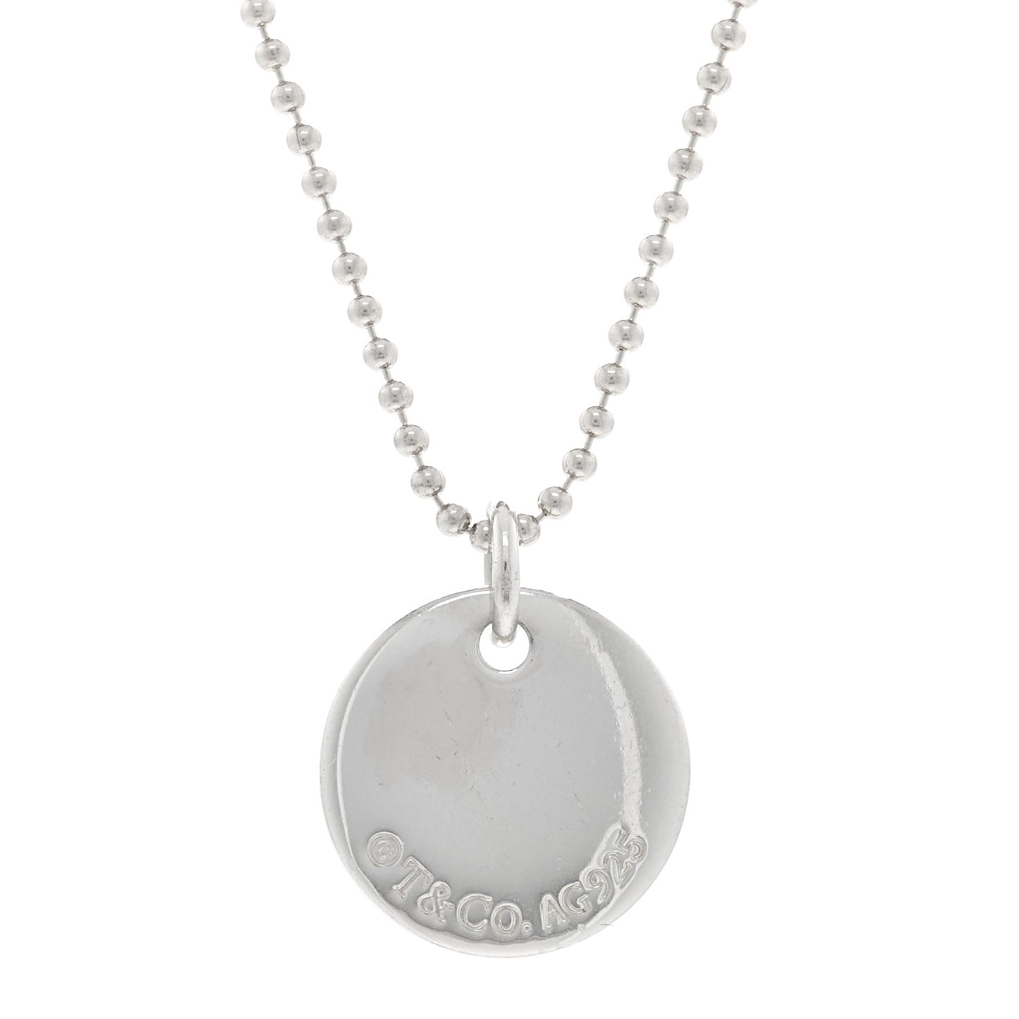 Sterling Silver Letter C Disc Pendant Necklace