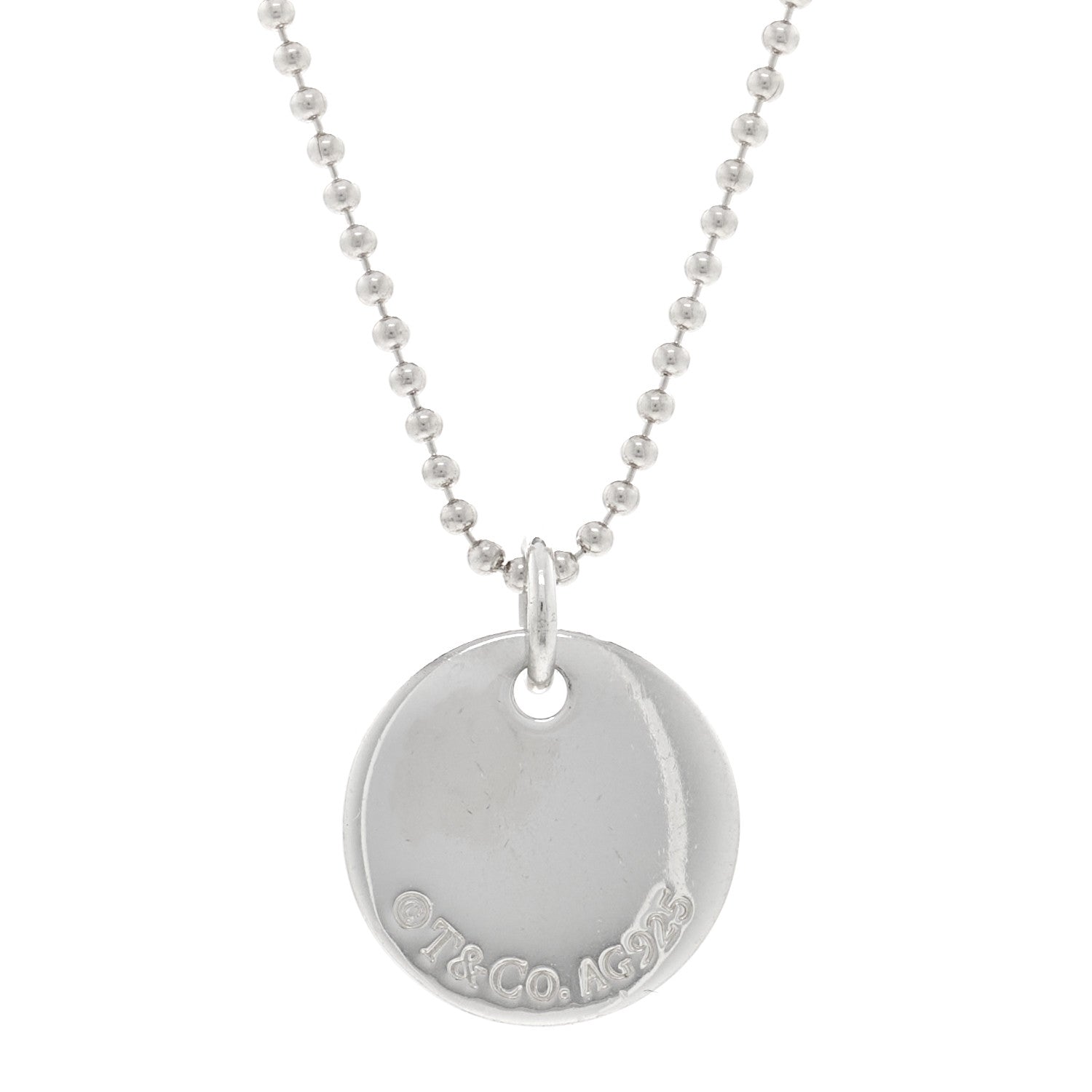 Tiffany Sterling Silver Letter C Disc Pendant Necklace 4 of 5