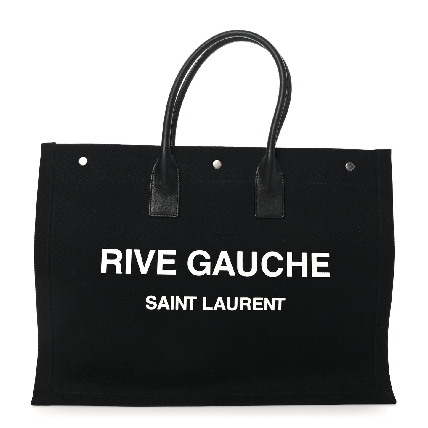 Linen Calfskin Rive Gauche Tote Black
