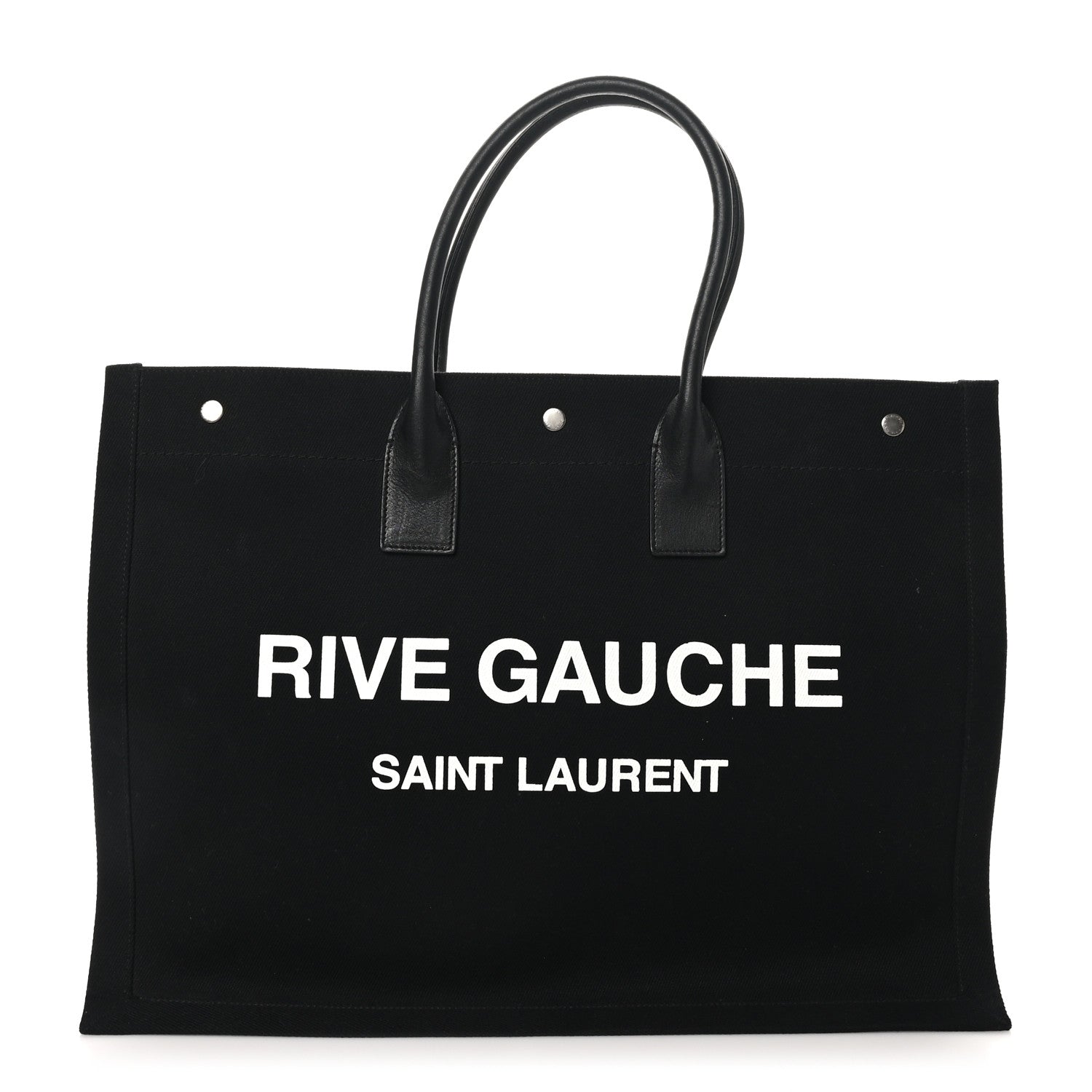 Saint Laurent Linen Calfskin Rive Gauche Tote Black 1 of 9