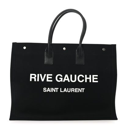 Saint Laurent Linen Calfskin Rive Gauche Tote Black 1 of 9