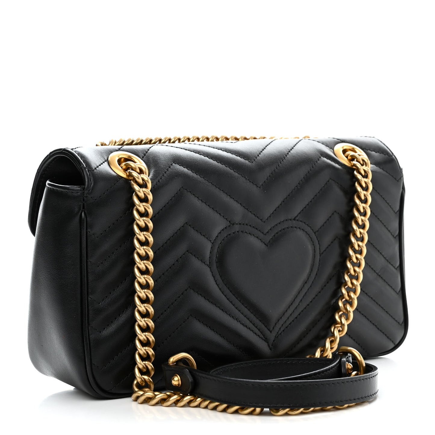 Calfskin Matelasse Small GG Marmont Shoulder Bag Black