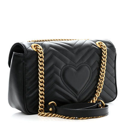 Gucci Calfskin Matelasse Small GG Marmont Shoulder Bag Black 3 of 10
