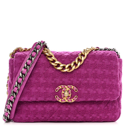 Chanel Tweed Quilted Medium Chanel 19 Flap Magenta 1 of 11