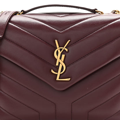 Saint Laurent Calfskin Y Quilted Monogram Small Loulou Chain Satchel Dark Legion Red 9 of 11