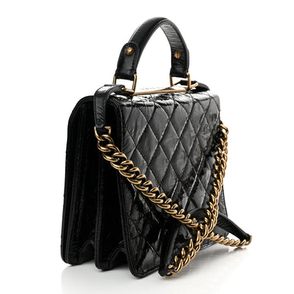 Chanel Glazed Calfskin Quilted Rita Top Handle Flap Black 3 of 16