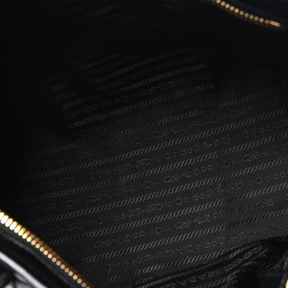 Prada Glossy Calfskin Triangle Large Bonnie Shoulder Bag Black 5 of 9