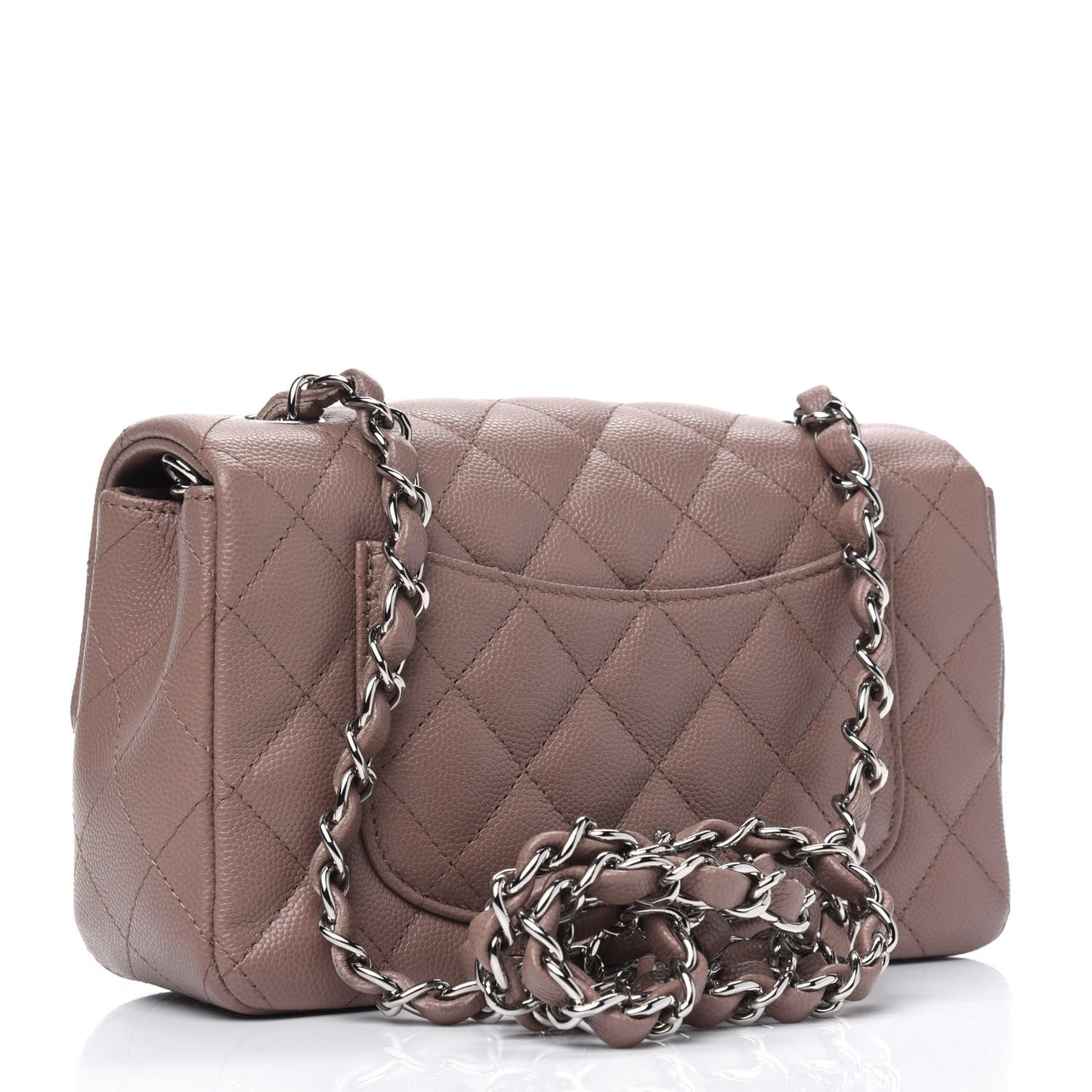 Caviar Quilted Mini Rectangular Flap Dark Beige