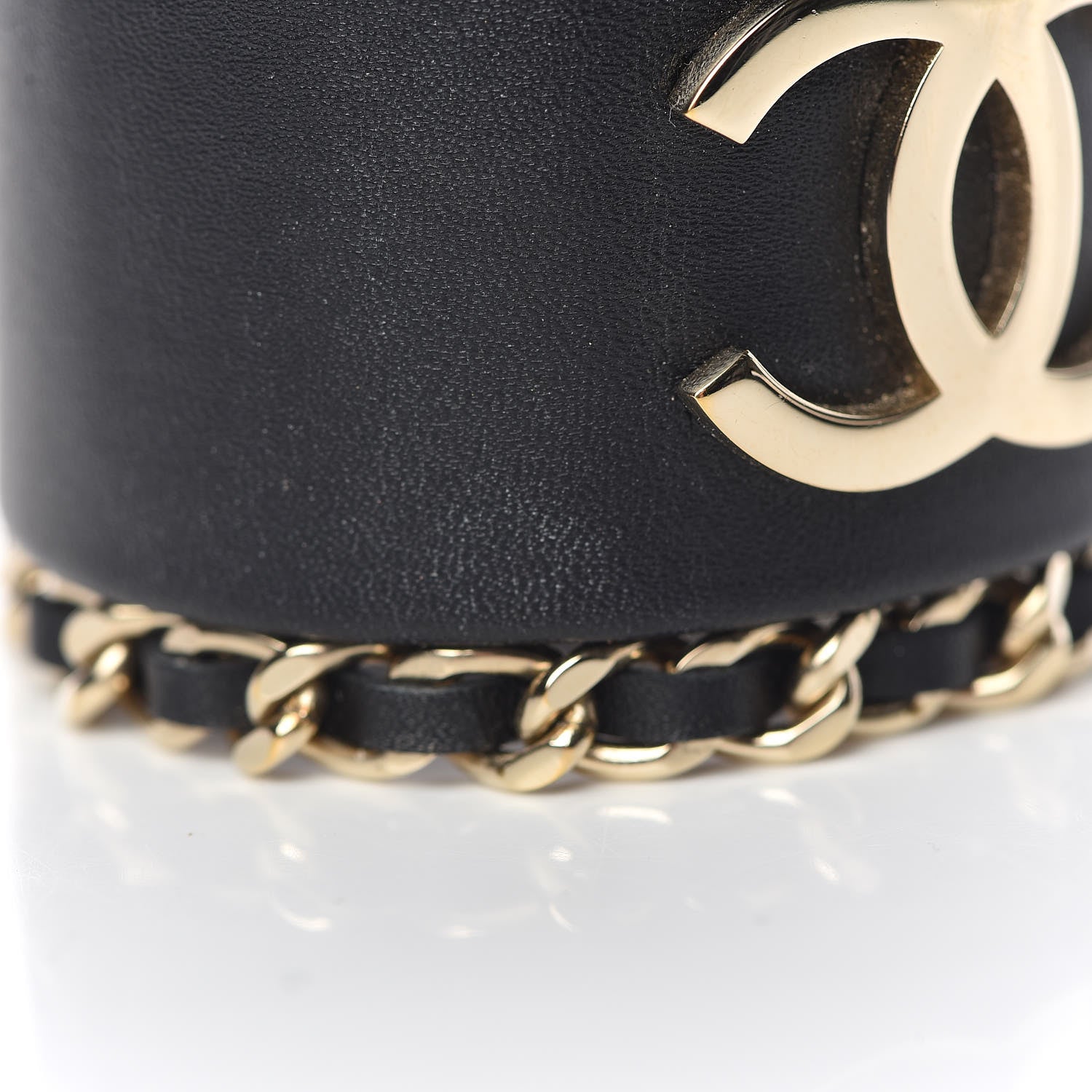Chanel Lambskin Chain CC Cuff Black Gold 9 of 10