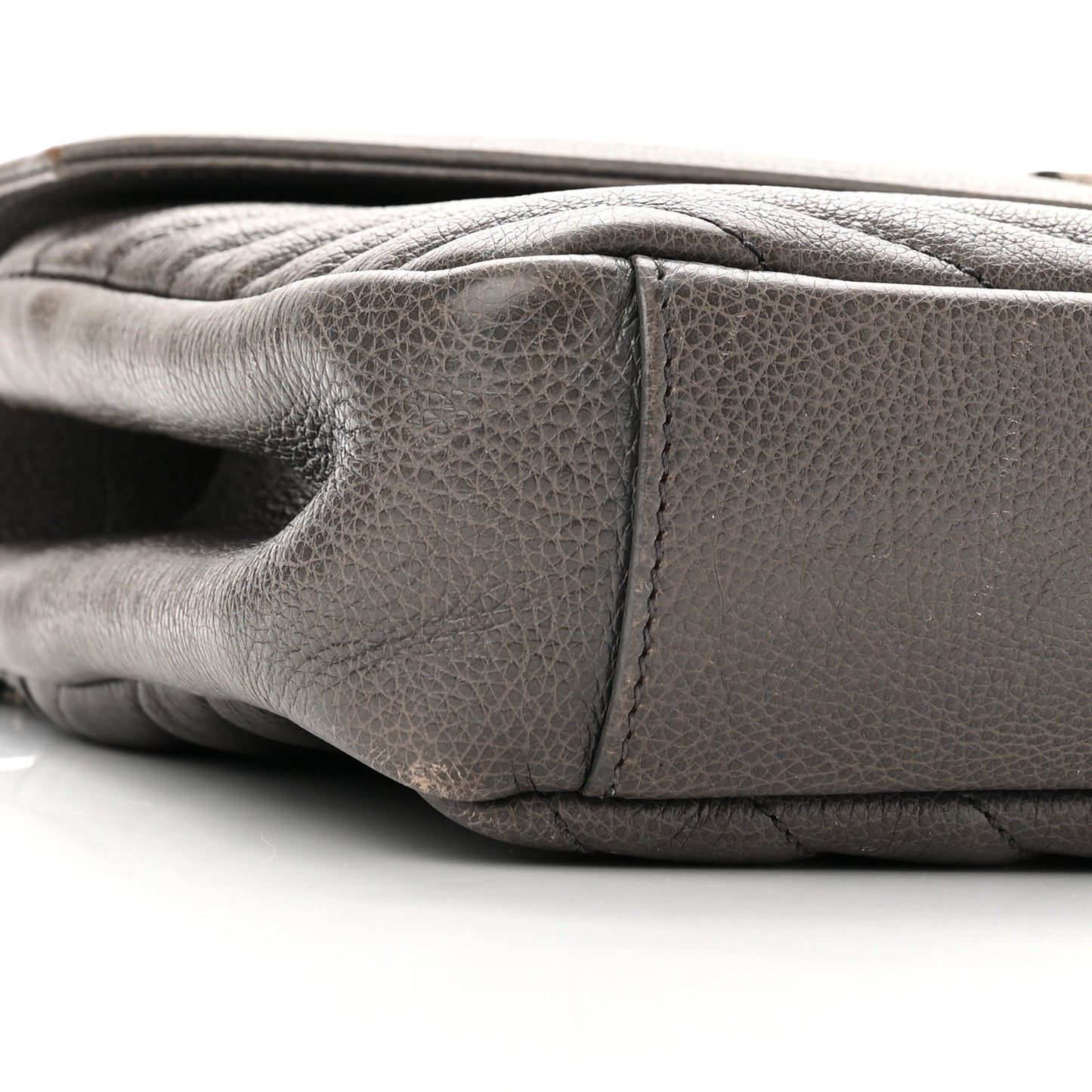 Sheepskin Matelasse Chevron Monogram Medium College Bag Asphalt