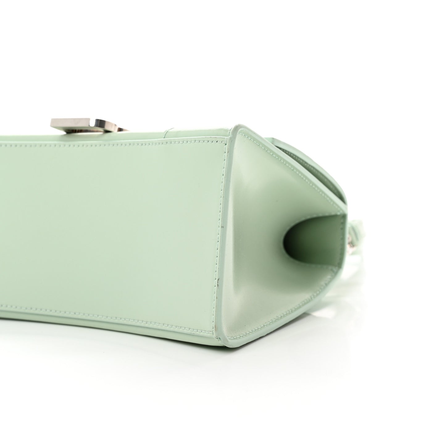 Shiny Box Calfskin Small Hourglass Top Handle Bag Light Green