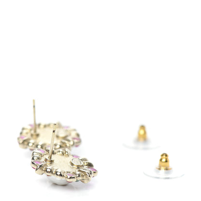 Chanel Pearl Gripoix CC Round Earrings Gold Multicolor 4 of 5