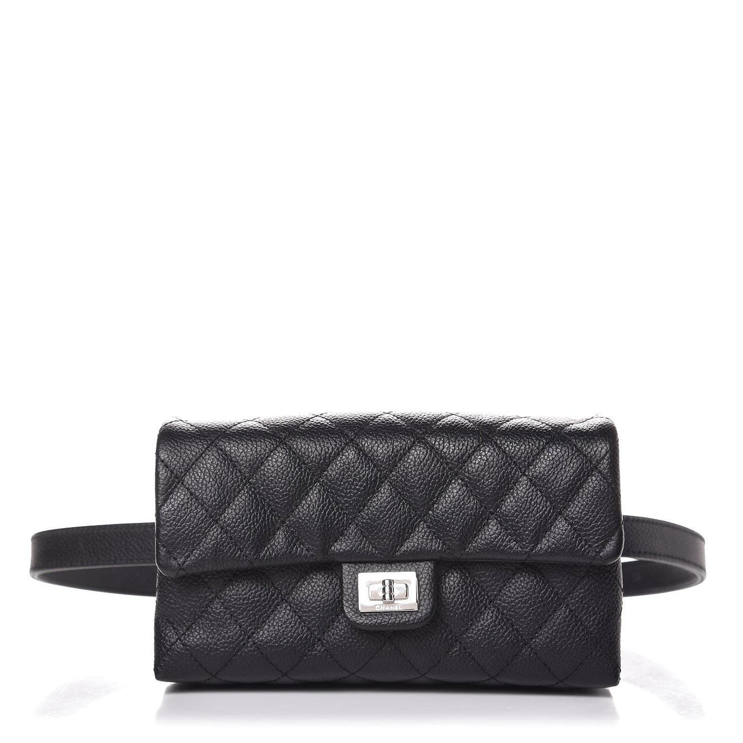 Grained Calfskin Quilted 2.55 Reissue Flap Belt Bag Clutch Black