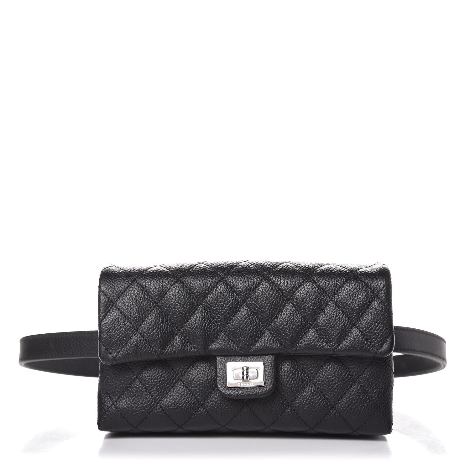 Chanel Grained Calfskin Quilted 2.55 Reissue Flap Belt Bag Clutch Black 1 of 7