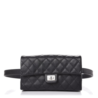 Chanel Grained Calfskin Quilted 2.55 Reissue Flap Belt Bag Clutch Black 1 of 7