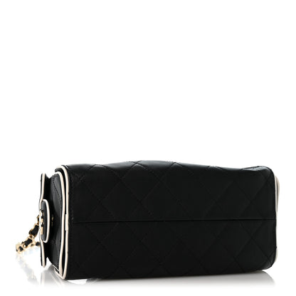 Chanel Calfskin Quilted Mini Chanel 25 Handbag Black White 3 of 9