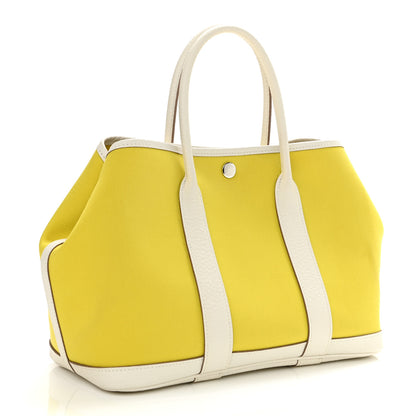 Hermes Toile Officier Vache Country Garden Party 30 TPM Lime White 4 of 22