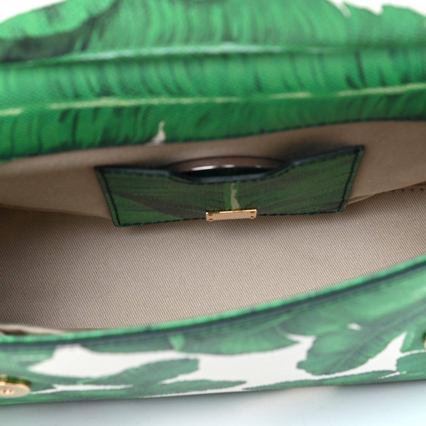 Dauphine Banana Leaf Print Small Miss Sicily Satchel Green White