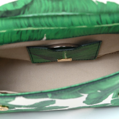 Dolce & Gabbana Dauphine Banana Leaf Print Small Miss Sicily Satchel Green White 6 of 7