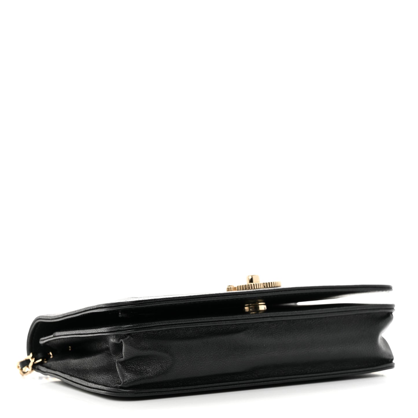 Caviar Chevron Quilted Vintage Mademoiselle Wallet On Chain WOC Black